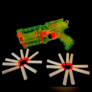 Nerf N-strike maverick REV-6 Sonic series.  With 20 glow in the dark bullets.